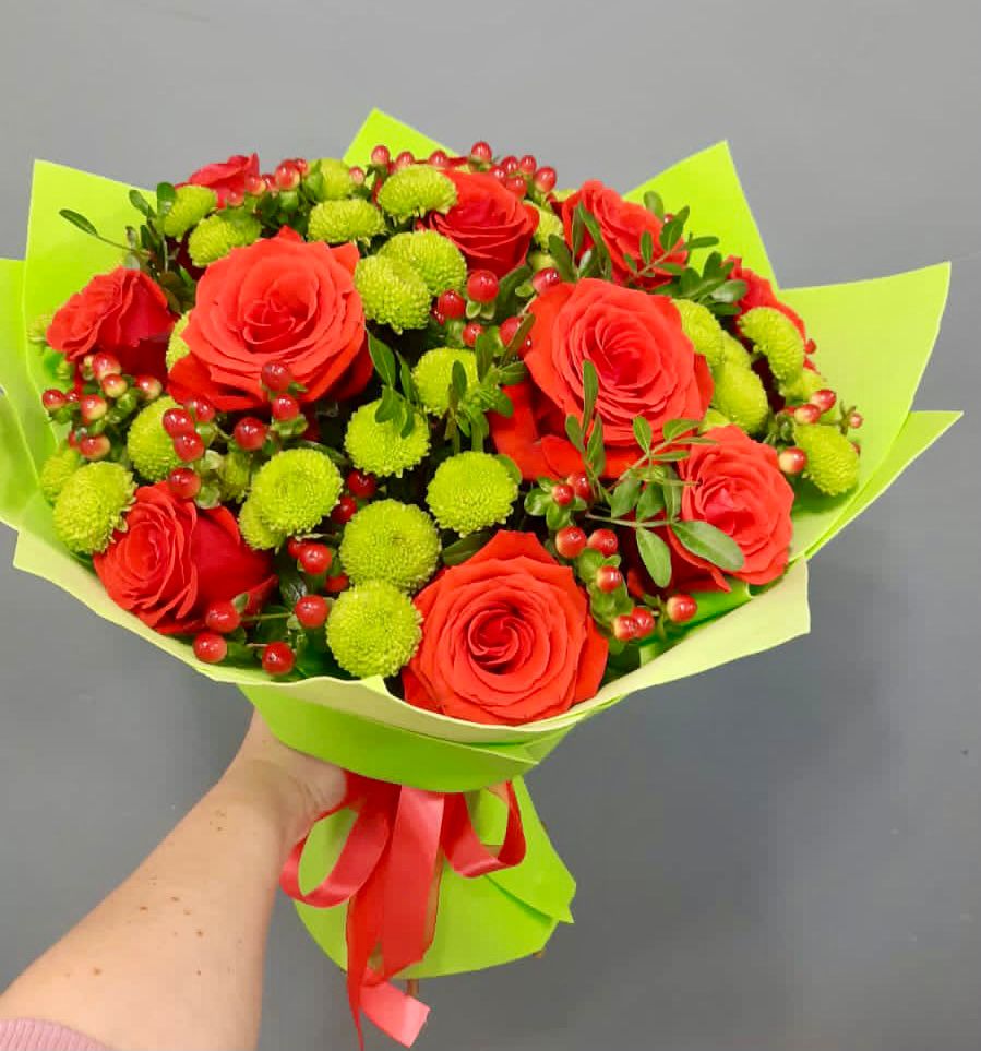 Букет цветов из: Хризантемы и Розы в Перевозе