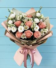 Букет цветов из:  Розы, Альстромерии и Лизиантусы в Перевозе