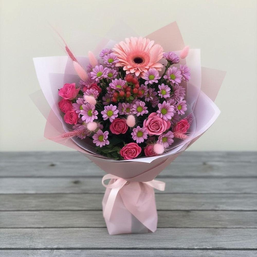 Букет цветов из: Розы, Герберы и Хризантемы в Перевозе