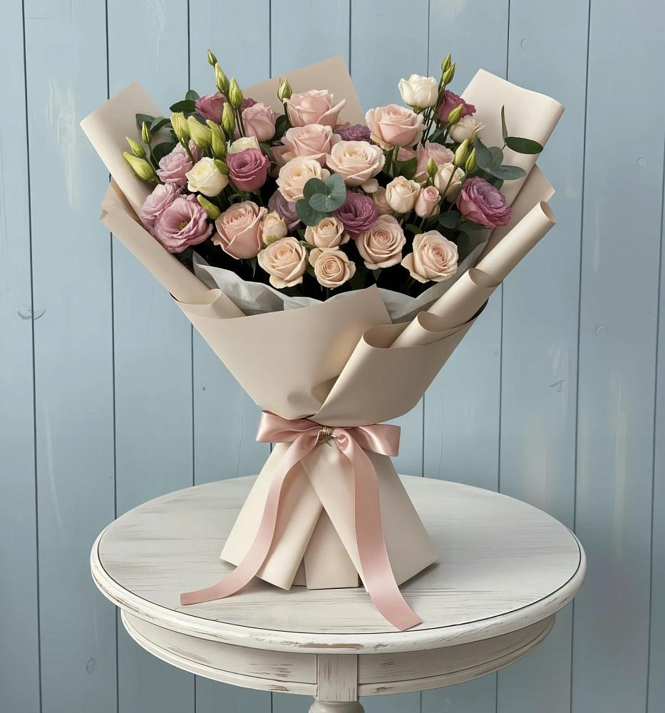 Букет цветов из: Розы и Лизиантусы в Перевозе