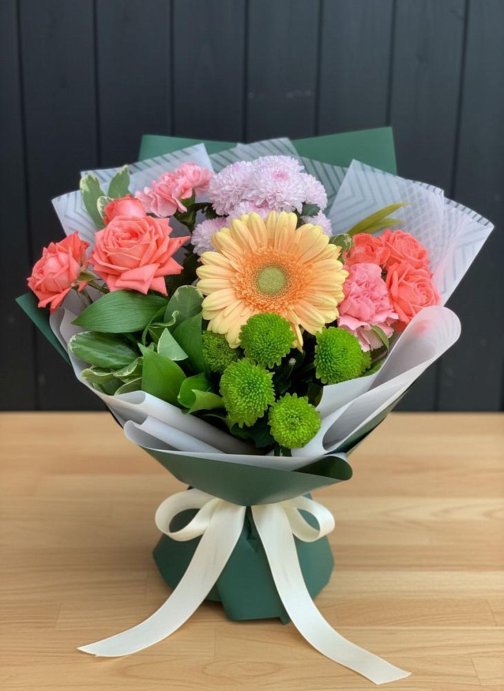 Букет цветов из: Гвоздики, Розы, Герберы и Хризантемы в Перевозе